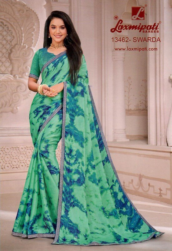 Laxmipati Swarda Pm-13462 Blue Silk Chiffon Saree