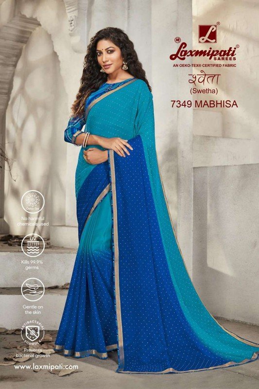 Laxmipati Swetha 7349 Blue Chiffon Saree