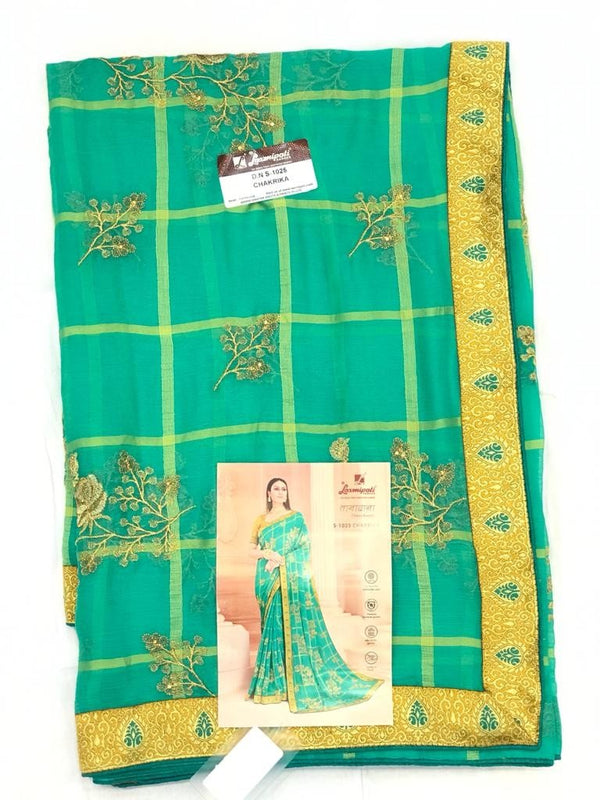 Laxmipati Taana Baana S-1025 Green Chiffon Saree