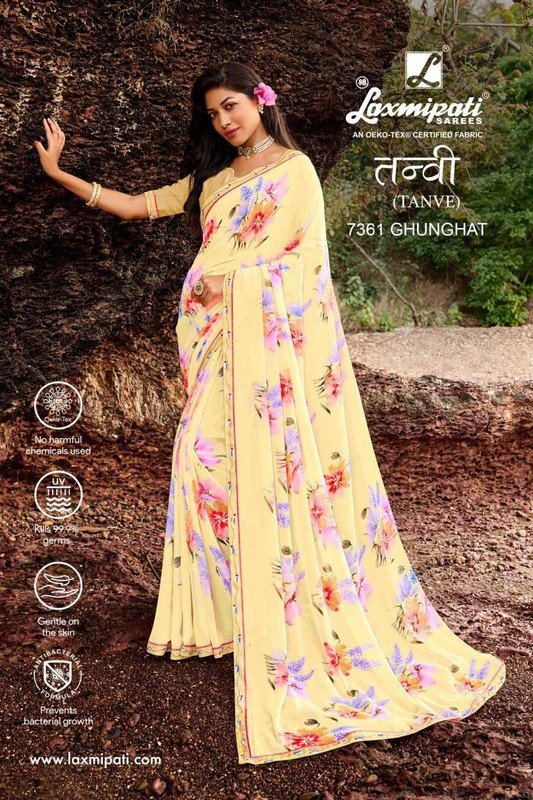 Laxmipati Tanvi 7361 Yellow Georgette Saree