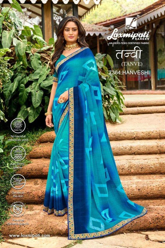 Laxmipati Tanvi 7364 Blue Chiffon Saree