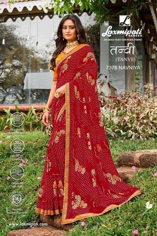 Laxmipati Tanvi 7378 Red Chiffon Saree