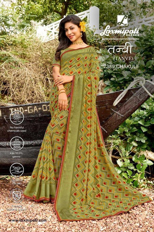 Laxmipati Tanvi 7389 Green Georgette Saree