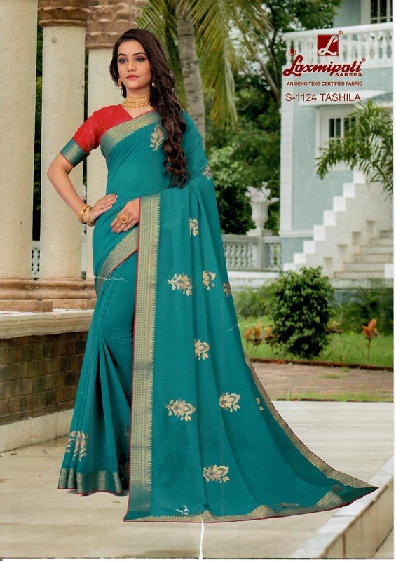 Laxmipati Tashila S-1124 Blue Georgette Saree