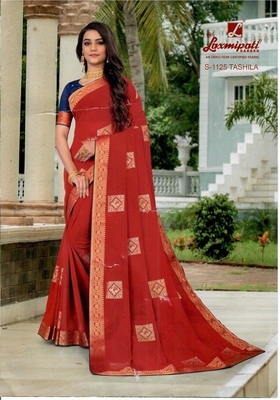 Laxmipati Tashila S-1125 Red Georgette Saree