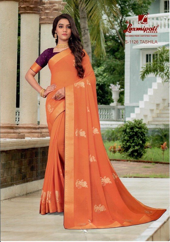 Laxmipati Tashila S-1126 Orange Georgette Saree