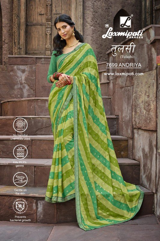 Laxmipati Tulashi 7699 Green Silk Chiffon Saree