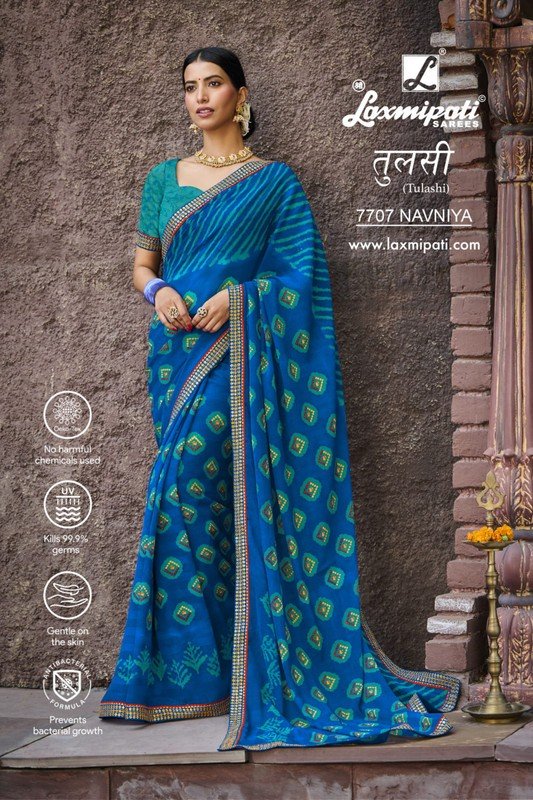 Laxmipati Tulashi 7707 Blue Chiffon Saree