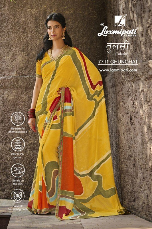 Laxmipati Tulashi 7711 Yellow Georgette Saree