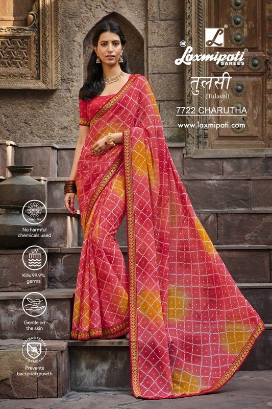 Laxmipati Tulashi 7722 Pink Chiffon Saree