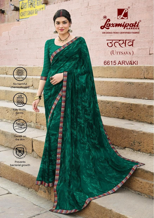 Laxmipati Uttsava 6615 Green Georgette Saree