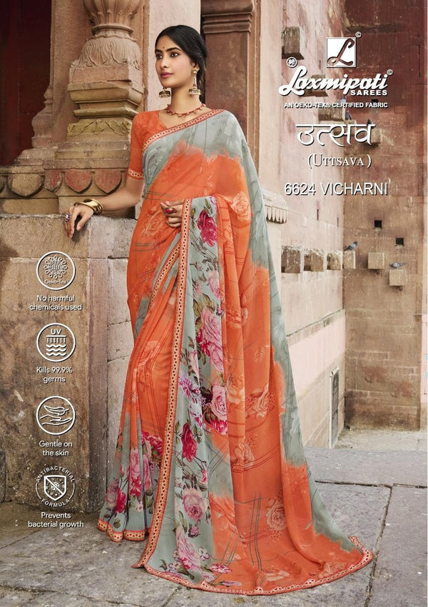 Laxmipati Uttsava 6624 Orange Georgette Saree