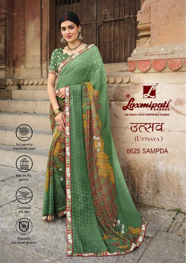 Laxmipati Uttsava 6625 Green Georgette Saree