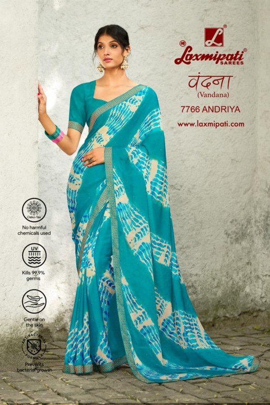 Laxmipati Vandana 7766 Blue Silk Chiffon Saree