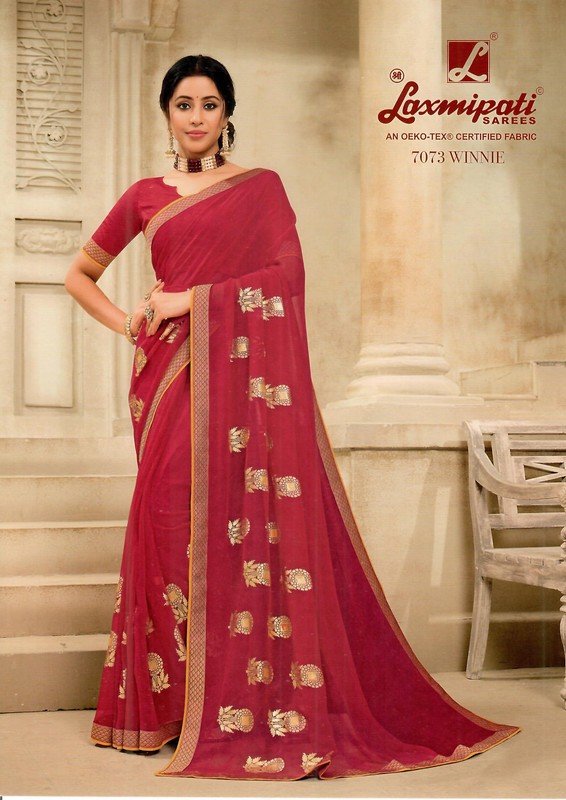 Laxmipati Winnie 7073 Red Heavy Georgette Saree