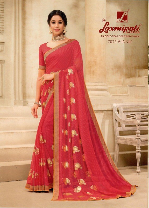 Laxmipati Winnie 7075 Red Heavy Georgette Saree