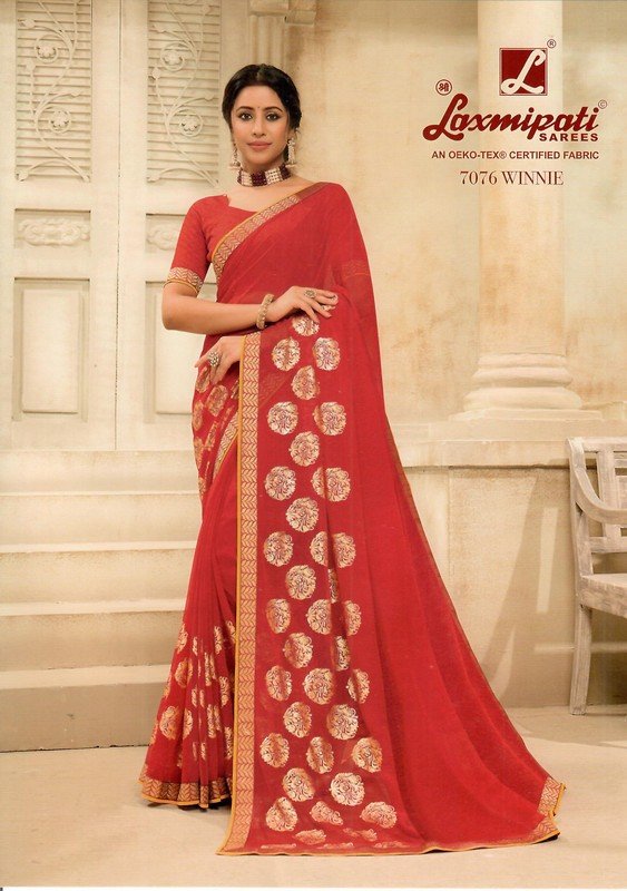 Laxmipati Winnie 7076 Red Heavy Georgette Saree