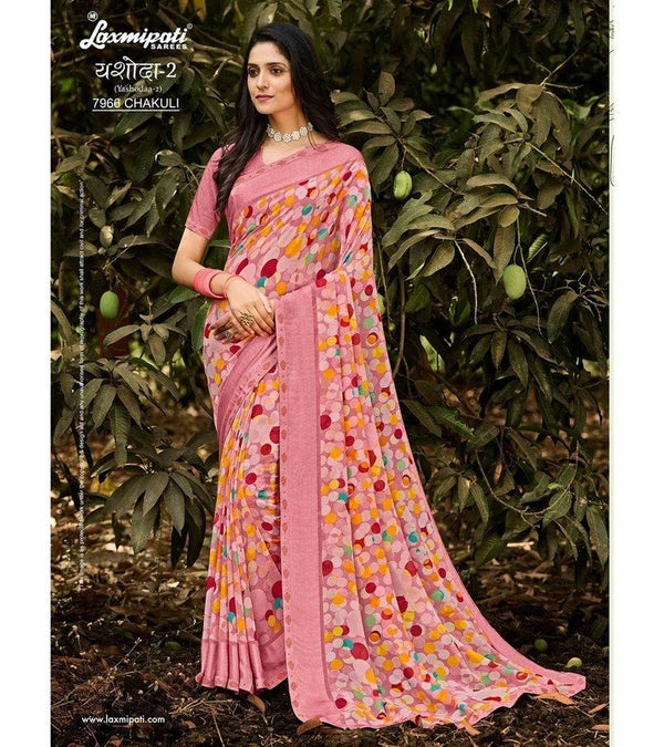 Laxmipati Yashoda-2 7966 Pink Georgette Saree