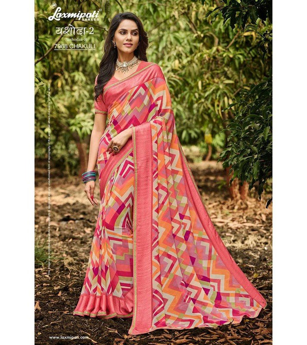 Laxmipati Yashoda-2 7968 Pink Georgette Saree