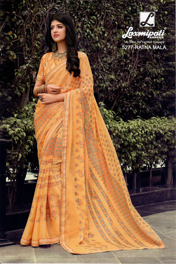 Laxmipati Morchadi 5277 Yellow Chiffon Saree