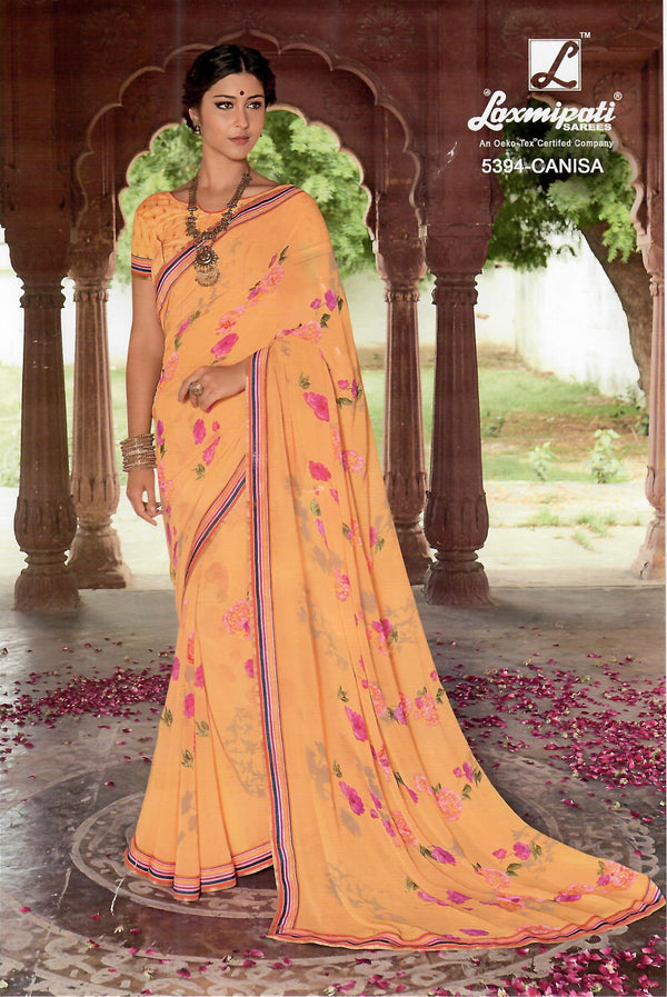 Laxmipati Dilbaro 5394 Yellow Georgette Saree