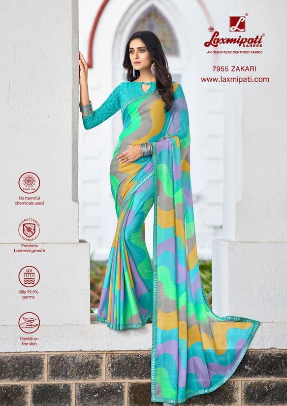 Laxmipati Zakari 7956 Blue Georgette Saree