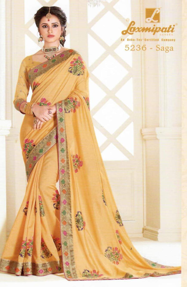 Laxmipati Gulkand 5236 Yellow Silk Saree