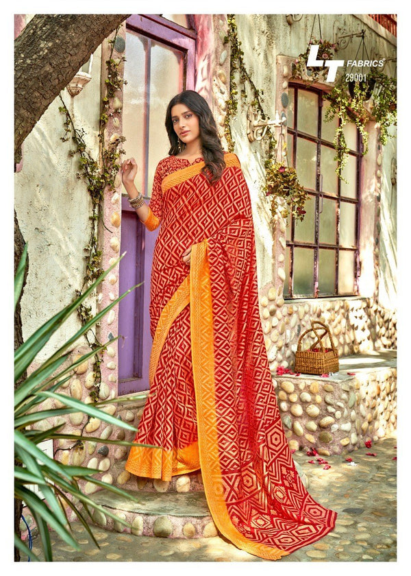 Lt Fabrics Ahana Lt-29001 Red Brasso Saree