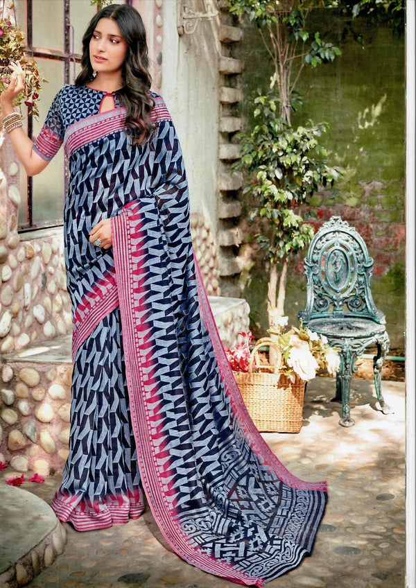 Lt Fabrics Ahana Lt-29005 Blue Brasso Saree