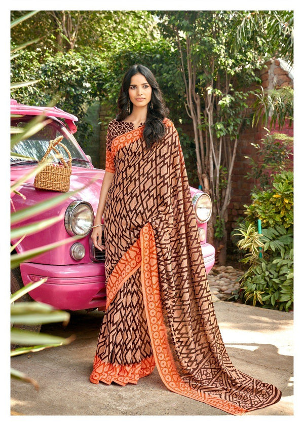 Lt Fabrics Ahana Lt-29010 Orange Brasso Saree