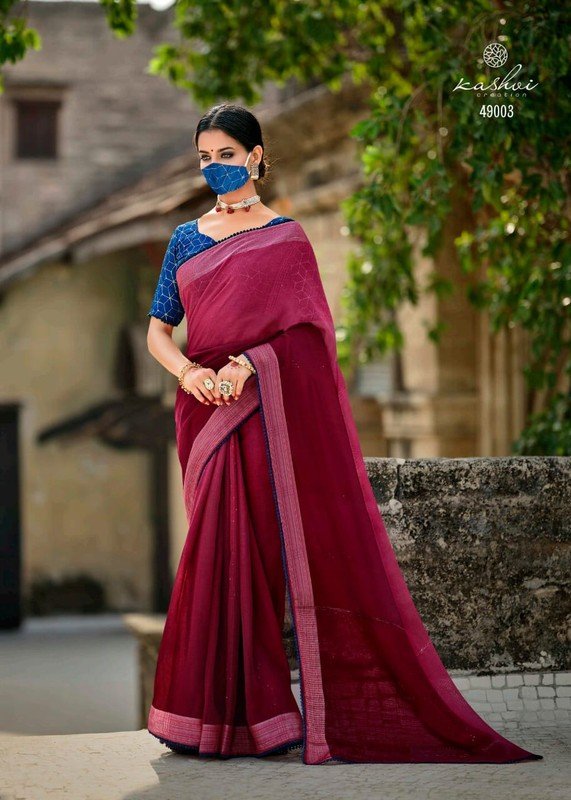 Lt Fabrics Ananta Vol-2 Lt-49003 Pink Linen Saree