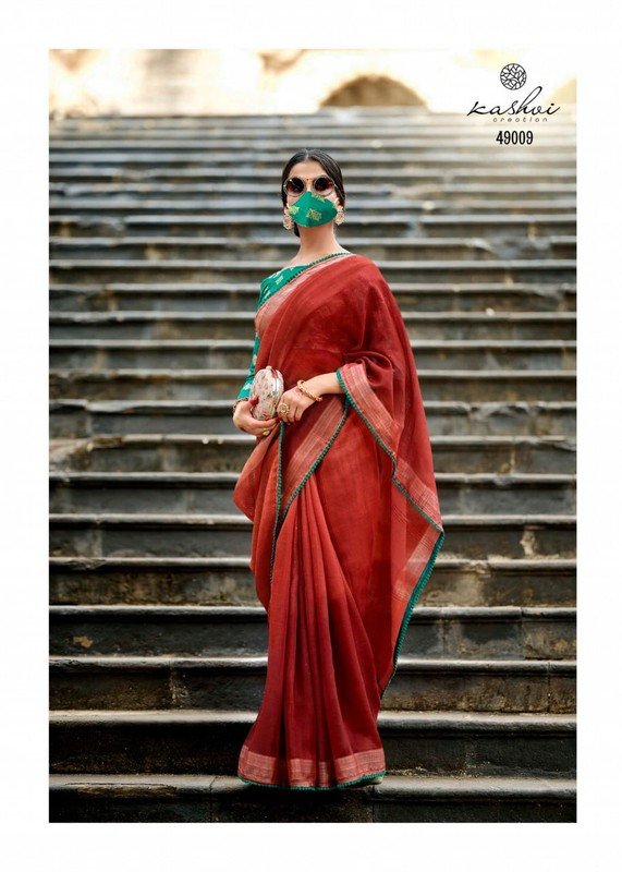 Lt Fabrics Ananta Vol-2 Lt-49009 Maroon Linen Saree