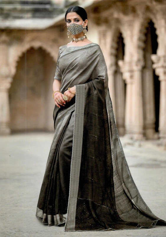 Lt Fabrics Ananta Vol-2 Lt-49010 Grey Linen Saree