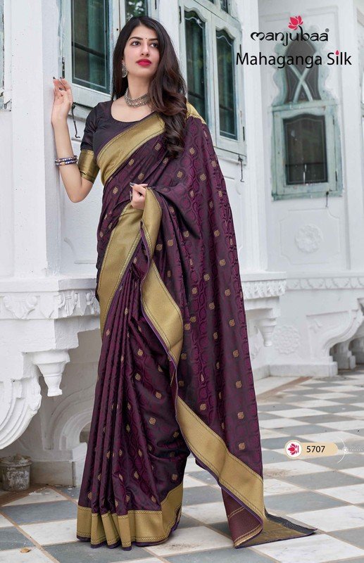 Manjubaa Mahaganga Silk Mj-5707 Mauve Silk Saree