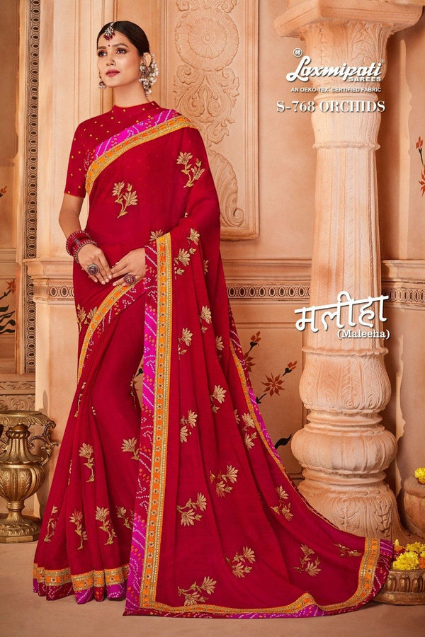 Laxmipati Maliha S-768 Red Raw Silk Saree