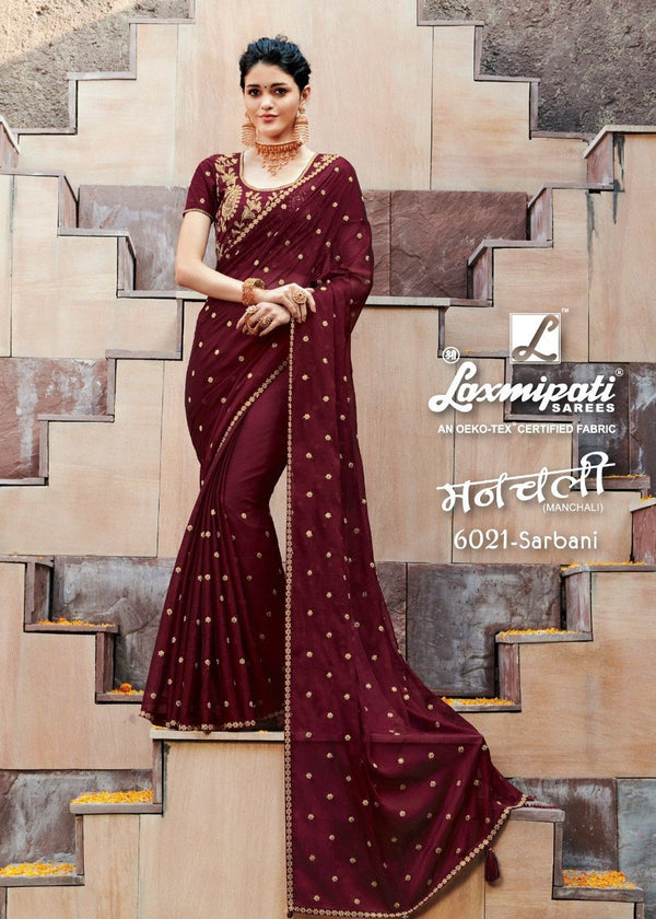 Laxmipati Manchali 6021 Purple Chiffon Saree