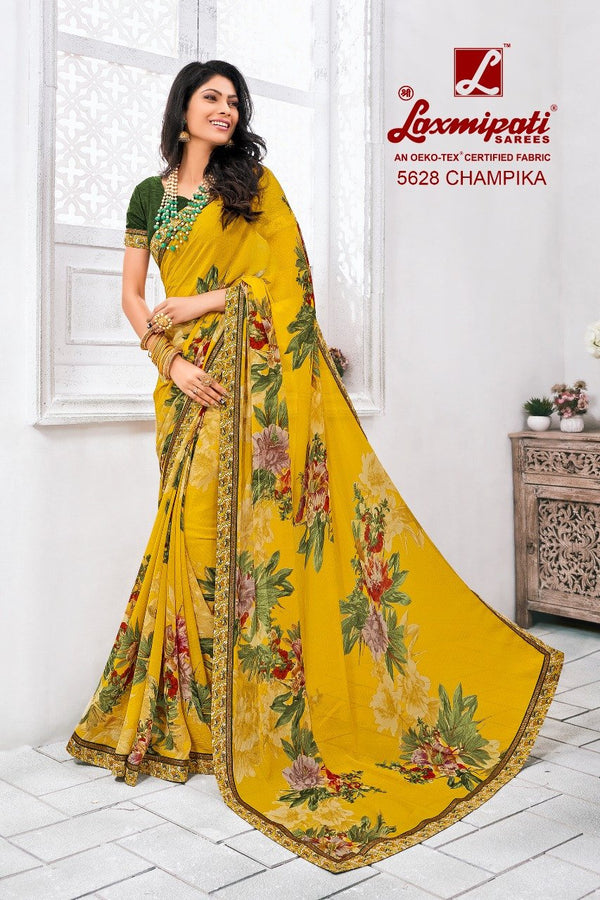 Laxmipati Manoneeta 5628 Yellow Raw Silk Saree