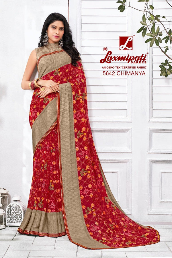 Laxmipati Manoneeta 5642 Red Georgette Saree