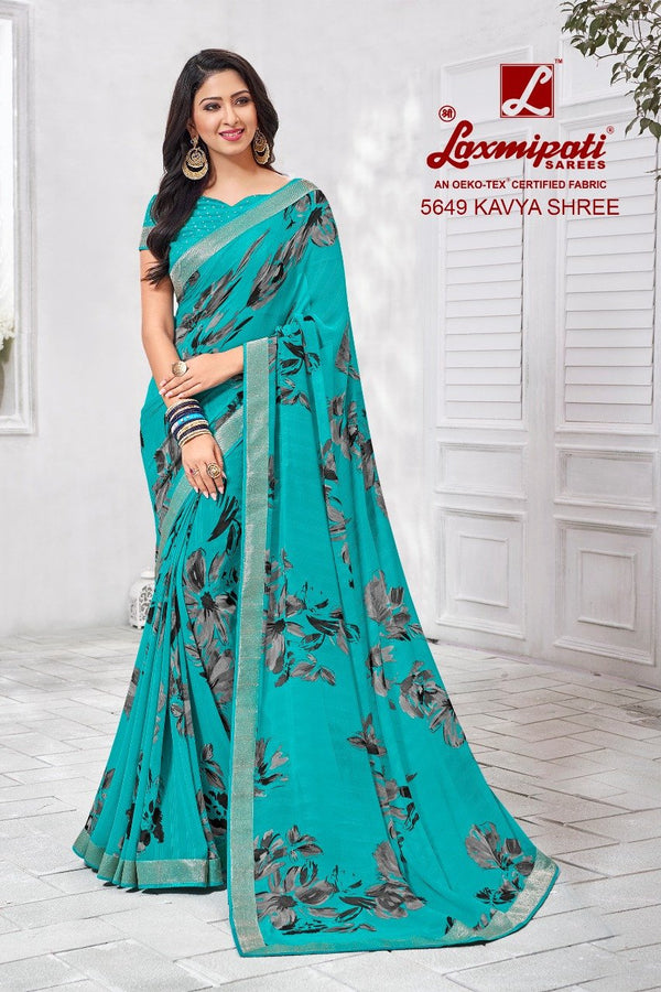 Laxmipati Manoneeta 5649 Blue Raw Silk Saree