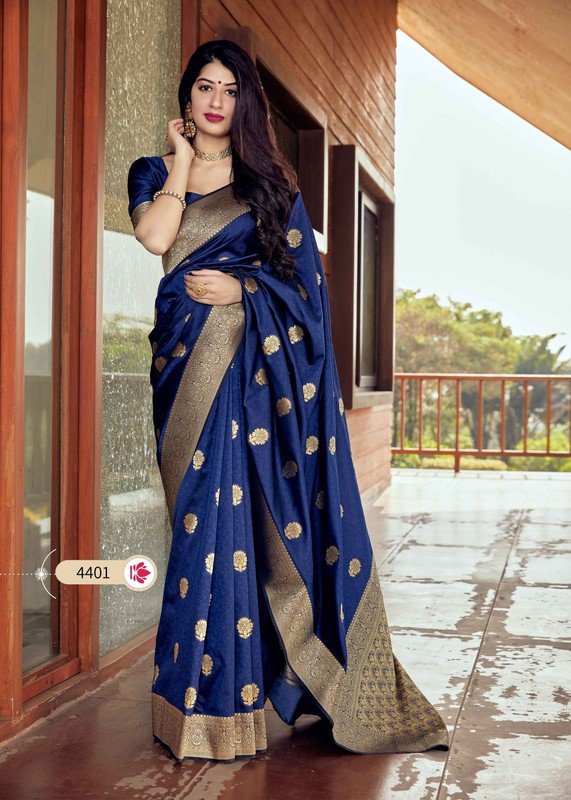 Manjubaa Misty Silk Mj-4401 Blue Silk Saree