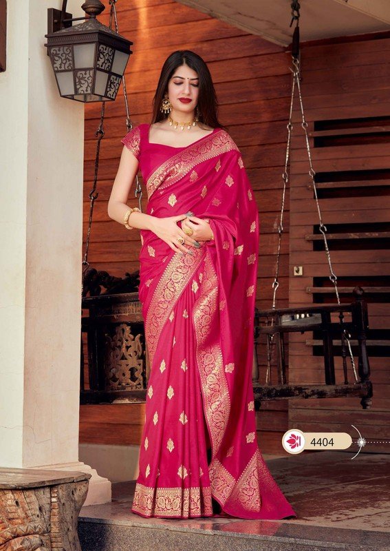 Manjubaa Misty Silk Mj-4404 Pink Silk Saree