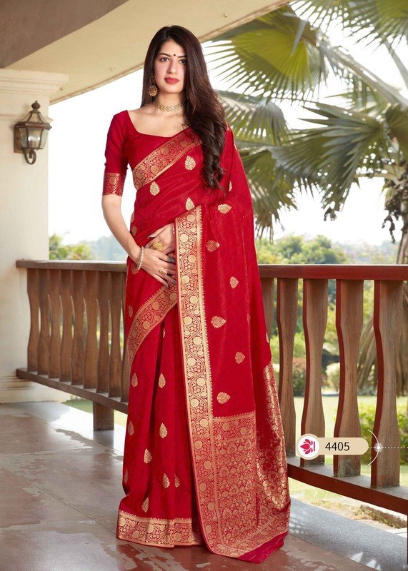 Manjubaa Misty Silk Mj-4405 Red Silk Saree