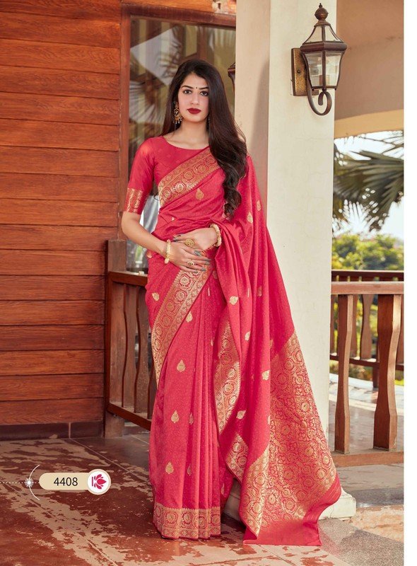 Manjubaa Misty Silk Mj-4408 Pink Silk Saree