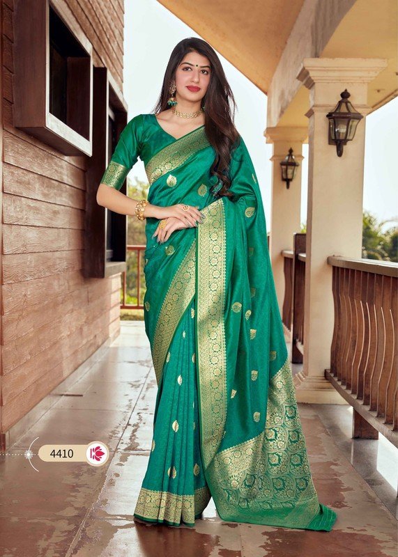 Manjubaa Misty Silk Mj-4410 Green Silk Saree