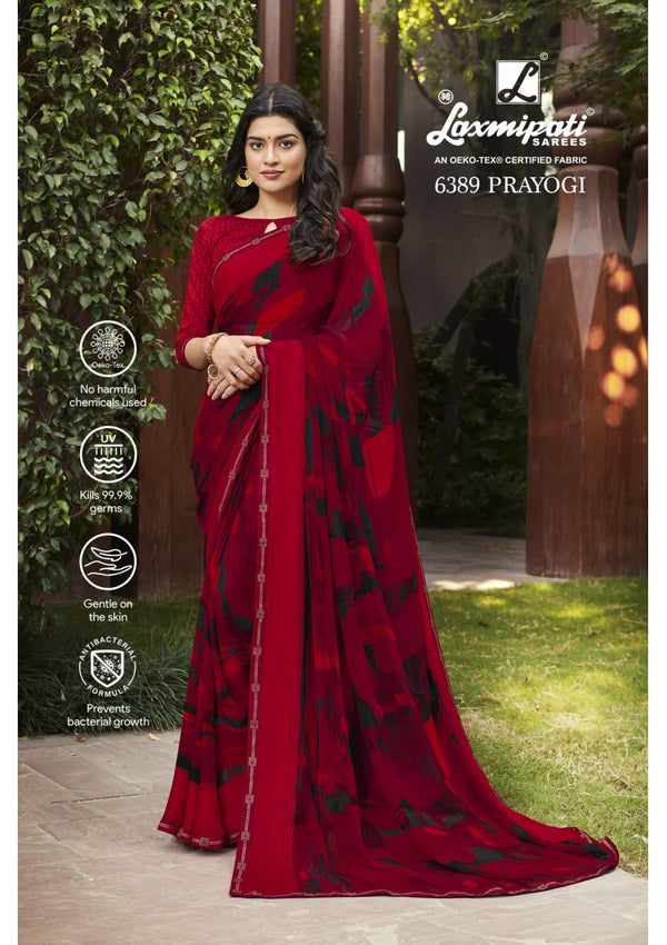 Laxmipati Morbangadi 6389 Red Georgette Saree