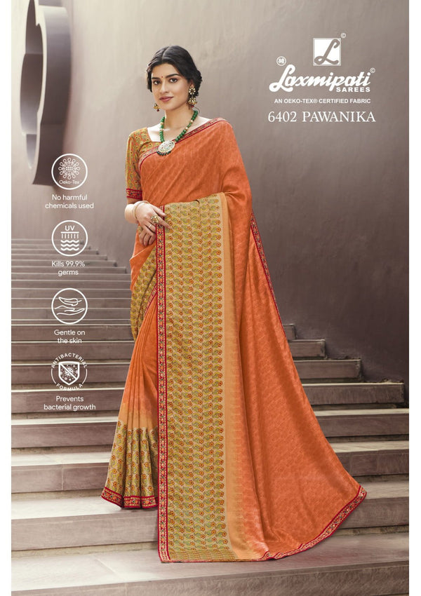 Laxmipati Morbangadi 6402 Orange Unique Fancy Fabric Saree