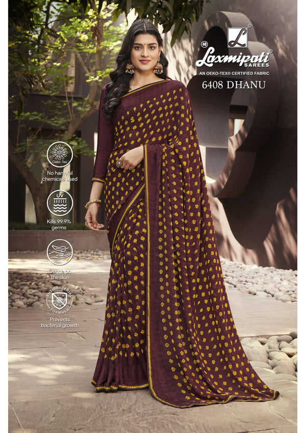 Laxmipati Morbangadi 6408 Brown Georgette Saree