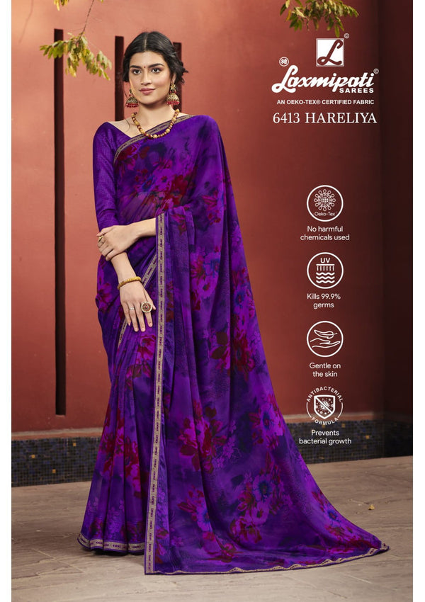 Laxmipati Morbangadi 6413 Purple Georgette Saree