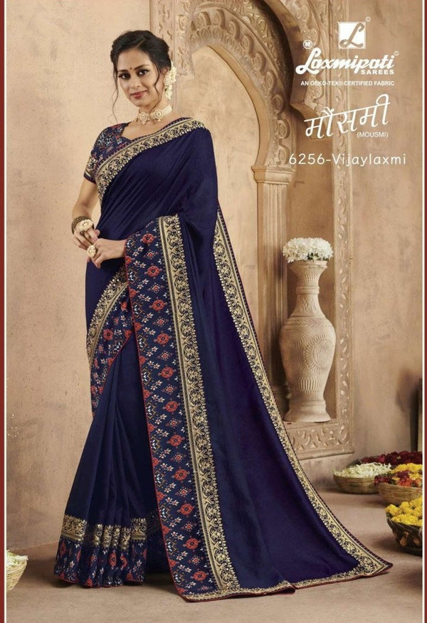 Laxmipati Mousmi 6256 Blue Raw Silk Saree