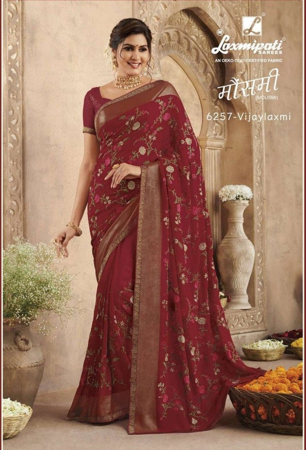 Laxmipati Mousmi 6257 Maroon Georgette Saree